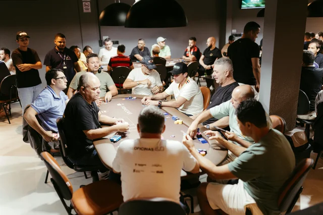 Players focused at a lively poker tournament in a casino